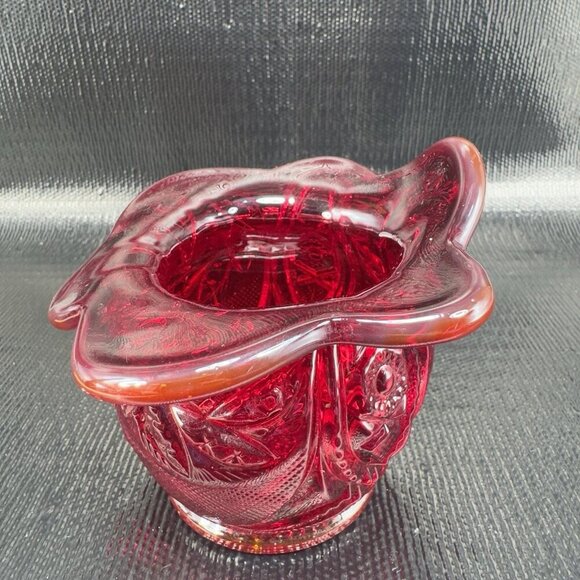 LE Smith Amberina Cadmium UV Glowing Glass Vase Bowl Jack In Pulpit Glass VTG - Picture 14 of 16